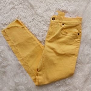 NWT Loft Raw Hem Ankle Skinny Jean Yellow